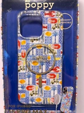 Poppy Blue & White Mediterranean Tile iPhone Case with Yellow Accents